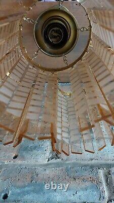 Vintage Early-mid Century Art Deco Gold, Glass Ceiling Light Fitting Chandelier