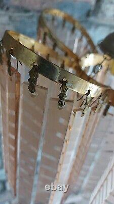 Vintage Early-mid Century Art Deco Gold, Glass Ceiling Light Fitting Chandelier