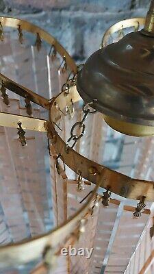 Vintage Early-mid Century Art Deco Gold, Glass Ceiling Light Fitting Chandelier