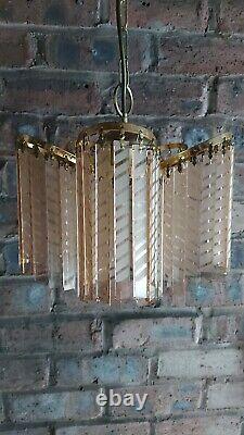 Vintage Early-mid Century Art Deco Gold, Glass Ceiling Light Fitting Chandelier