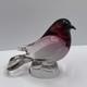 Vintage Elio Raffaeli ARS Murano Pink to Red Crystal Bird Uranium Glows Green