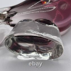 Vintage Elio Raffaeli ARS Murano Pink to Red Crystal Bird Uranium Glows Green