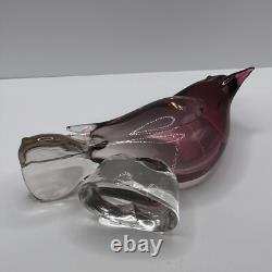 Vintage Elio Raffaeli ARS Murano Pink to Red Crystal Bird Uranium Glows Green