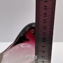 Vintage Elio Raffaeli ARS Murano Pink to Red Crystal Bird Uranium Glows Green