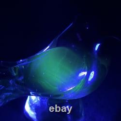 Vintage Elio Raffaeli ARS Murano Pink to Red Crystal Bird Uranium Glows Green