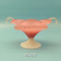 Vintage Empoli Italian Art Glass Candy Dish Pink & Clear Decorative Tableware