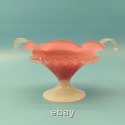 Vintage Empoli Italian Art Glass Candy Dish Pink & Clear Decorative Tableware