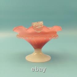 Vintage Empoli Italian Art Glass Candy Dish Pink & Clear Decorative Tableware