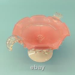 Vintage Empoli Italian Art Glass Candy Dish Pink & Clear Decorative Tableware