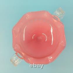 Vintage Empoli Italian Art Glass Candy Dish Pink & Clear Decorative Tableware