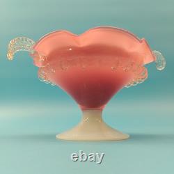 Vintage Empoli Italian Art Glass Candy Dish Pink & Clear Decorative Tableware