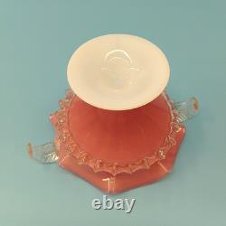 Vintage Empoli Italian Art Glass Candy Dish Pink & Clear Decorative Tableware