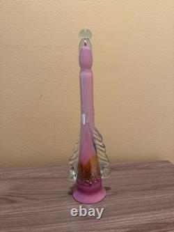 Vintage Erotic Murano Style Art Glass Sculpture Hand Painted Pink Opaline 13