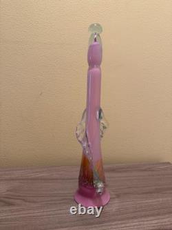 Vintage Erotic Murano Style Art Glass Sculpture Hand Painted Pink Opaline 13