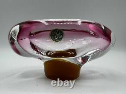 Vintage Exbor Glass Czechoslovakia Vase Bowl Pink Amber Sommerso 6 Wide 3 Tall