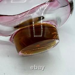 Vintage Exbor Glass Czechoslovakia Vase Bowl Pink Amber Sommerso 6 Wide 3 Tall