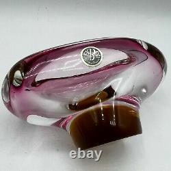 Vintage Exbor Glass Czechoslovakia Vase Bowl Pink Amber Sommerso 6 Wide 3 Tall