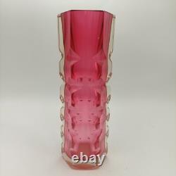 Vintage Exbor Oldrich Lipsky Cranberry Pink Art Glass Mid Century Vase STUNNNING