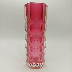 Vintage Exbor Oldrich Lipsky Cranberry Pink Art Glass Mid Century Vase STUNNNING