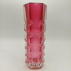 Vintage Exbor Oldrich Lipsky Cranberry Pink Art Glass Mid Century Vase STUNNNING