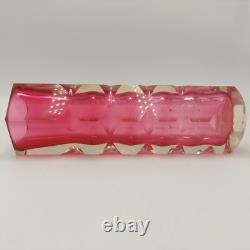 Vintage Exbor Oldrich Lipsky Cranberry Pink Art Glass Mid Century Vase STUNNNING