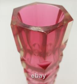 Vintage Exbor Oldrich Lipsky Cranberry Pink Art Glass Mid Century Vase STUNNNING