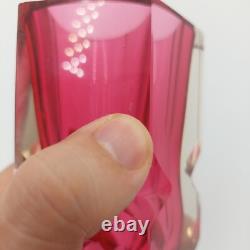 Vintage Exbor Oldrich Lipsky Cranberry Pink Art Glass Mid Century Vase STUNNNING