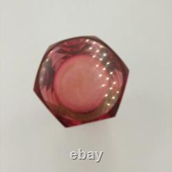 Vintage Exbor Oldrich Lipsky Cranberry Pink Art Glass Mid Century Vase STUNNNING