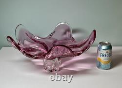 Vintage Extra Large 14 Pink Art Glass Centerpiece Bowl Josef Hospodka Chribska