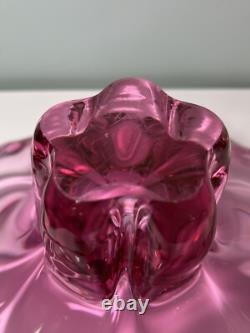 Vintage Extra Large 14 Pink Art Glass Centerpiece Bowl Josef Hospodka Chribska