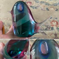 Vintage F M Konstglas Sweden 4 COL SOMMERSO Glass BIRD Paperweight Ornament