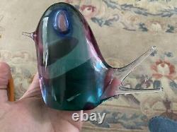 Vintage F M Konstglas Sweden 4 COL SOMMERSO Glass BIRD Paperweight Ornament