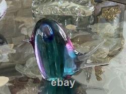 Vintage F M Konstglas Sweden 4 COL SOMMERSO Glass BIRD Paperweight Ornament