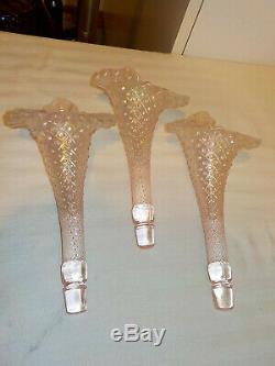 Vintage Fenton 3 Horn Epergne Carnival Glass Velva Rose Pink Diamond Lace #4801