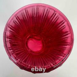Vintage Fenton 7.25 Cranberry Dark Pink Art Glass Wheat Ruffle Edge Ribbed Vase