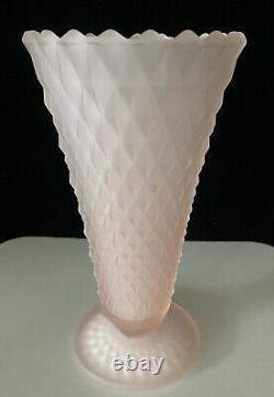 Vintage Fenton Art Deco Pink Satin Frosted Depression Glass 8 Vase