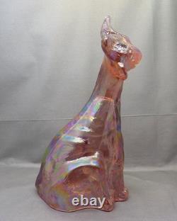 Vintage Fenton Art Glass 11 Pink Carnival Glass Iridescent Winking Alley Cat