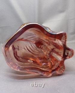Vintage Fenton Art Glass 11 Pink Carnival Glass Iridescent Winking Alley Cat