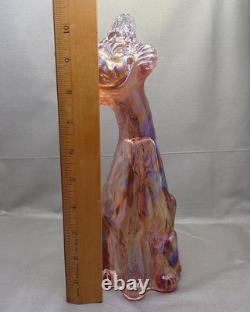 Vintage Fenton Art Glass 11 Pink Carnival Glass Iridescent Winking Alley Cat
