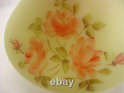 Vintage Fenton Art Glass Burmese Ruffled Vase Roses Hand Painted Marilyn Wagner