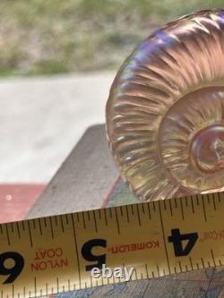 Vintage Fenton Art Glass Iridescent Peach Pink Carnival Snail Figurine Sculpture