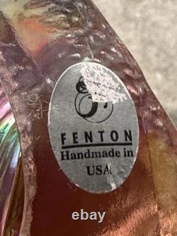 Vintage Fenton Art Glass Iridescent Peach Pink Carnival Snail Figurine Sculpture