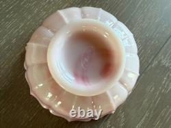 Vintage Fenton Art Glass Rosalene Pink Milk Glass Covered Candy Dish
