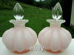 Vintage Fenton Glass 1940s Pink Vanity Set 2 Perfumes 1 Powder Box 6/pcs MINT