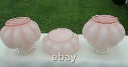 Vintage Fenton Glass 1940s Pink Vanity Set 2 Perfumes 1 Powder Box 6/pcs MINT