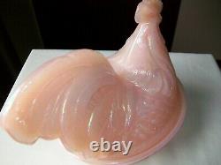 Vintage Fenton Hen Rooster On Nest Large 8 1/2 Shell Pink Iridescent Carnival