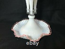 Vintage Fenton Large Crest 4 Horn Epergne In Pink, Peach And Purple Stands 16