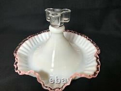 Vintage Fenton Large Crest 4 Horn Epergne In Pink, Peach And Purple Stands 16