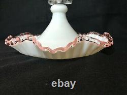 Vintage Fenton Large Crest 4 Horn Epergne In Pink, Peach And Purple Stands 16