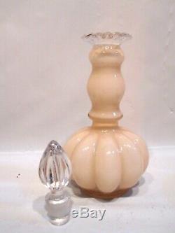 Vintage Fenton Pink Rose Overlay Melon Vanity Perfume Bottles Powder Box 8 Pcs